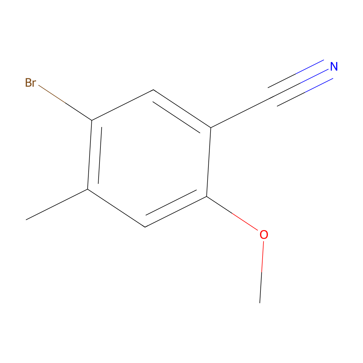 5-Bromo-2-methoxy-4-methylbenzonitrile molecular structure, CAS 1379313-90-2