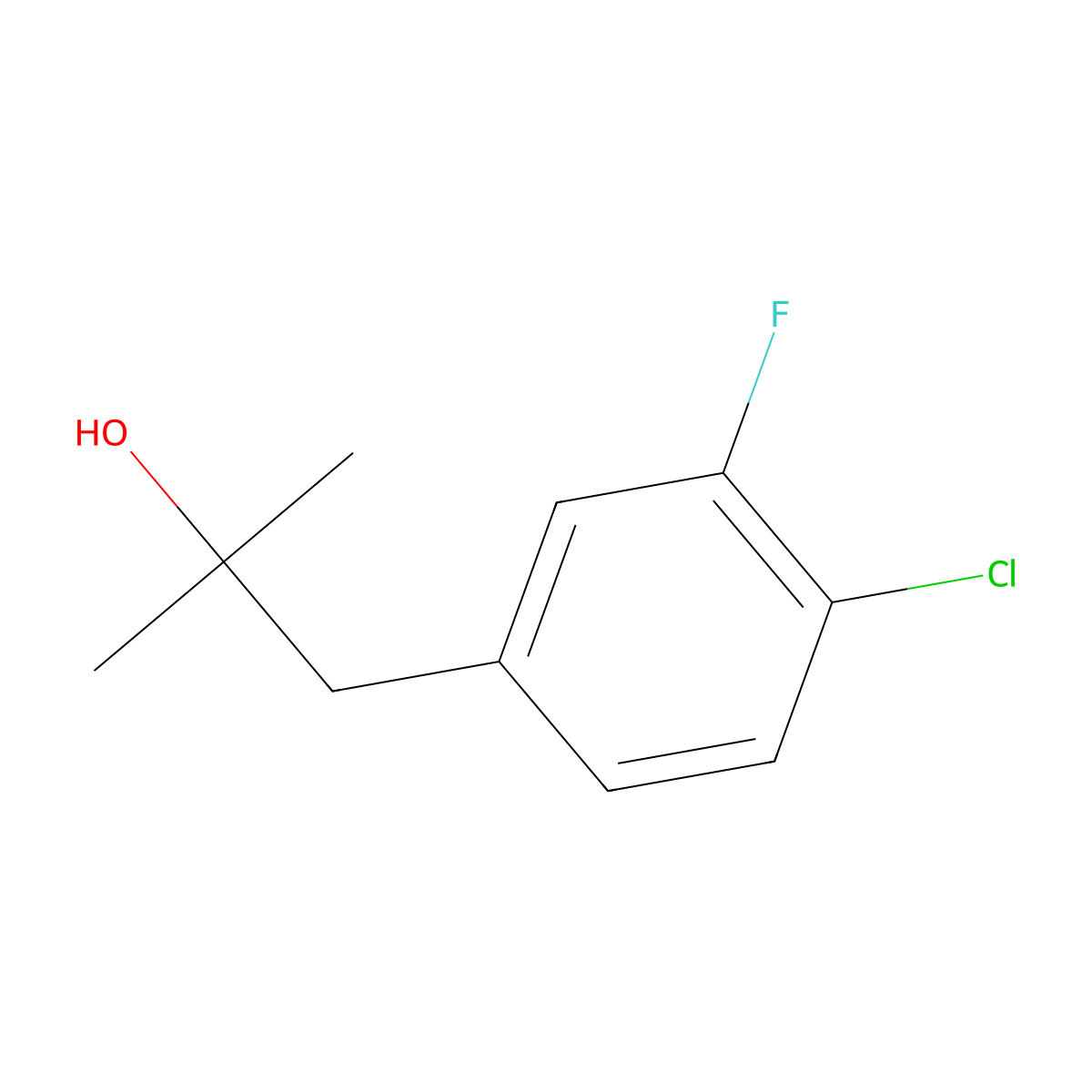 1-(4-Chloro-3-fluorophenyl)-2-methylpropan-2-ol molecular structure, CAS 1379314-91-6