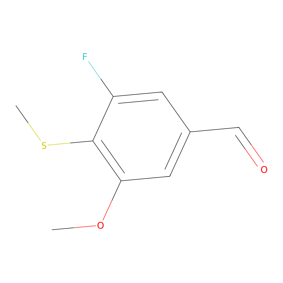 3-Fluoro-5-methoxy-4-(methylthio)benzaldehyde molecular structure, CAS 1379315-46-4