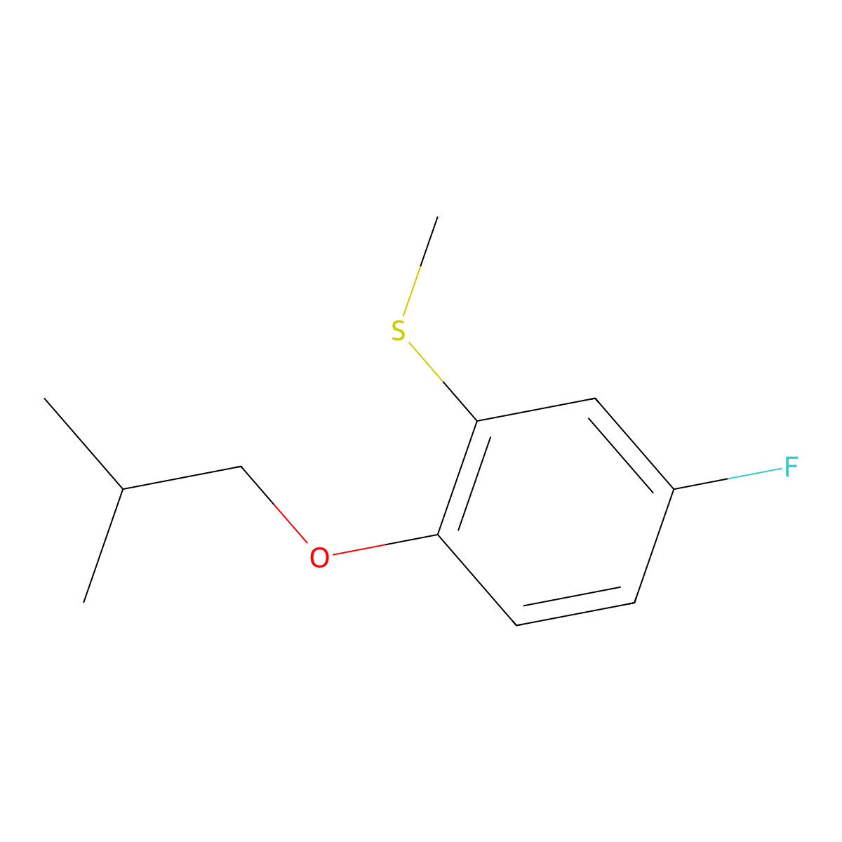 (5-Fluoro-2-isobutoxyphenyl)(methyl)sulfane molecular structure, CAS 1379316-21-8