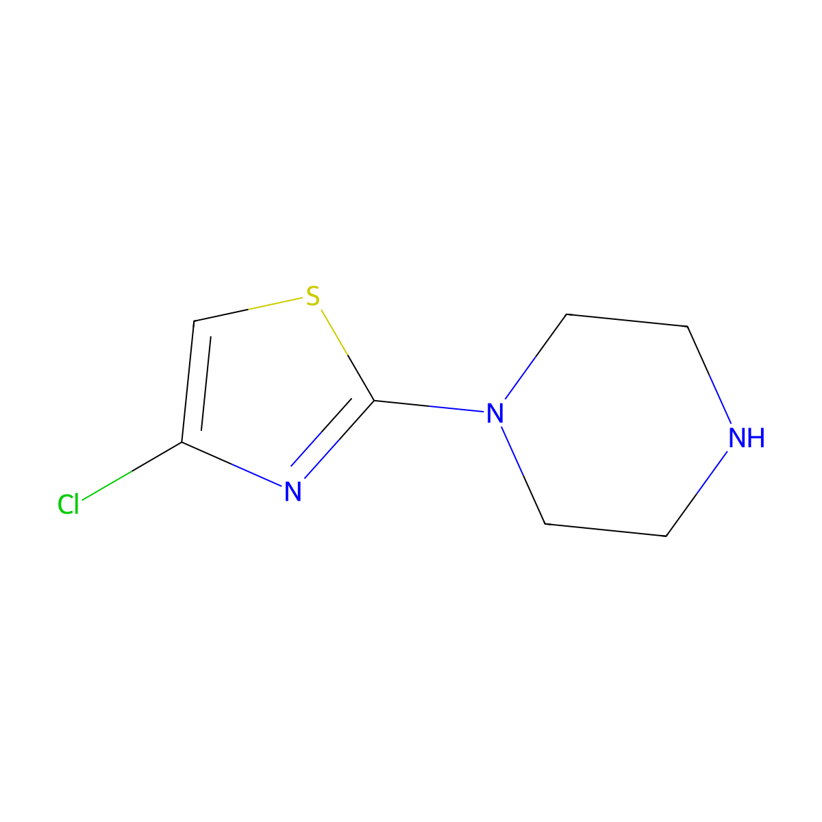 4-Chloro-2-(piperazin-1-yl)thiazole molecular structure, CAS 1379316-33-2