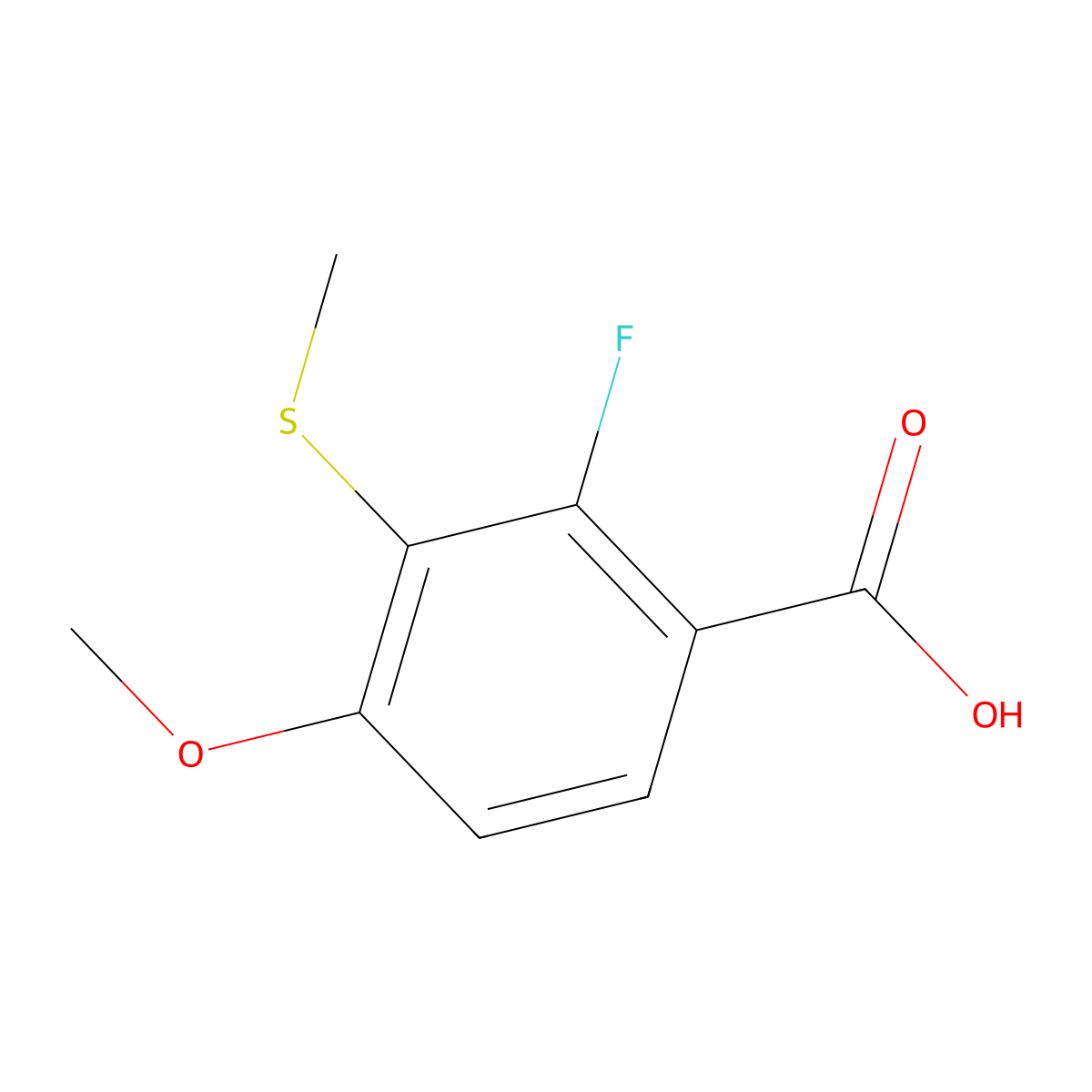 2-Fluoro-4-methoxy-3-(methylthio)benzoic acid molecular structure, CAS 1379317-91-5