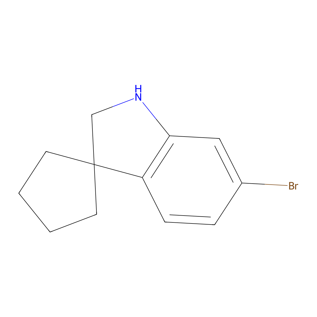 6'-Bromo-1',2'-dihydrospiro[cyclopentane-1,3'-indole] molecular structure, CAS 1379317-98-2