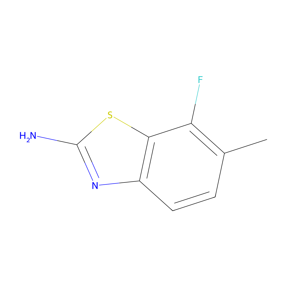 7-Fluoro-6-methyl-1,3-benzothiazol-2-amine molecular structure, CAS 1379318-05-4