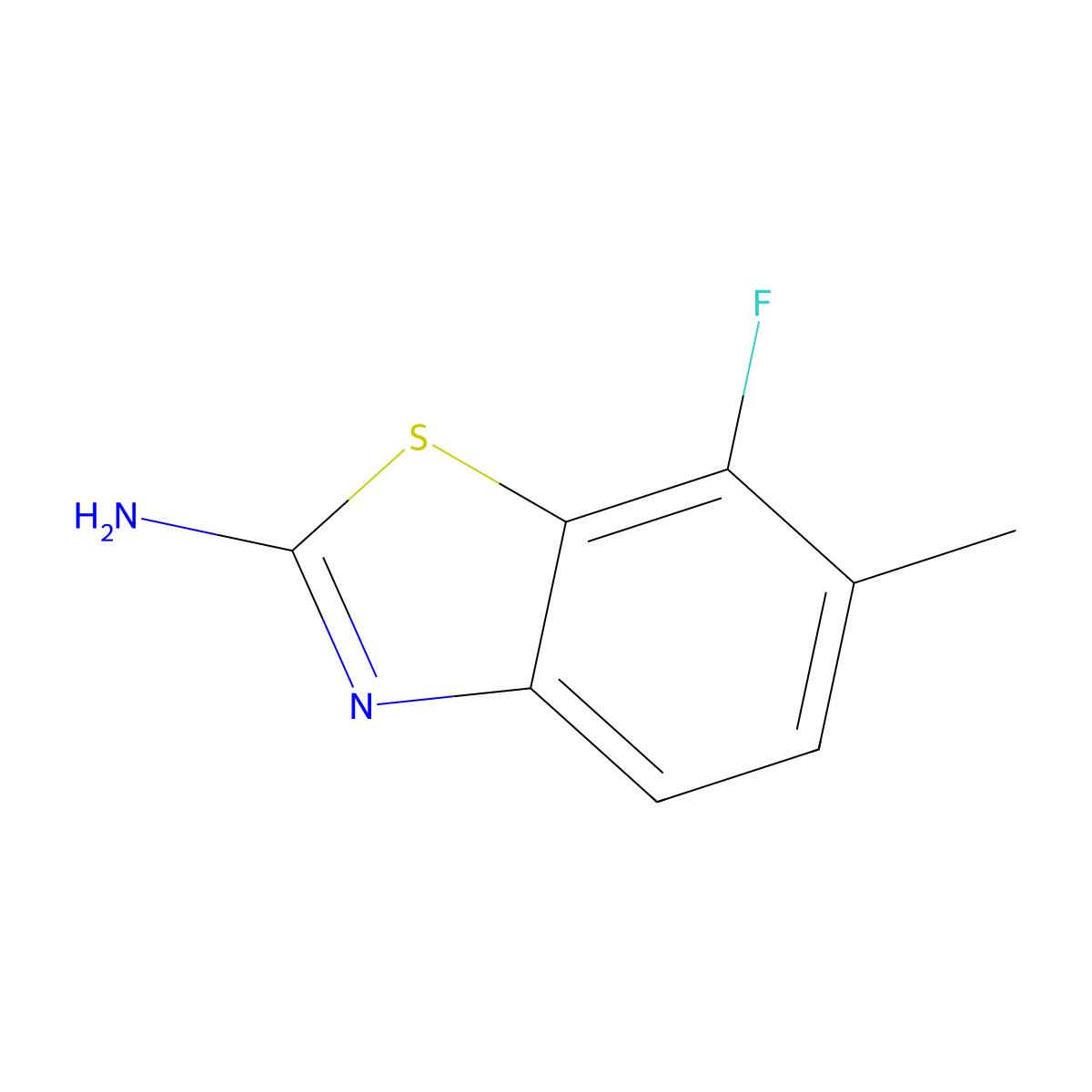 7-Fluoro-6-methyl-1,3-benzothiazol-2-amine molecular structure, CAS 1379318-05-4