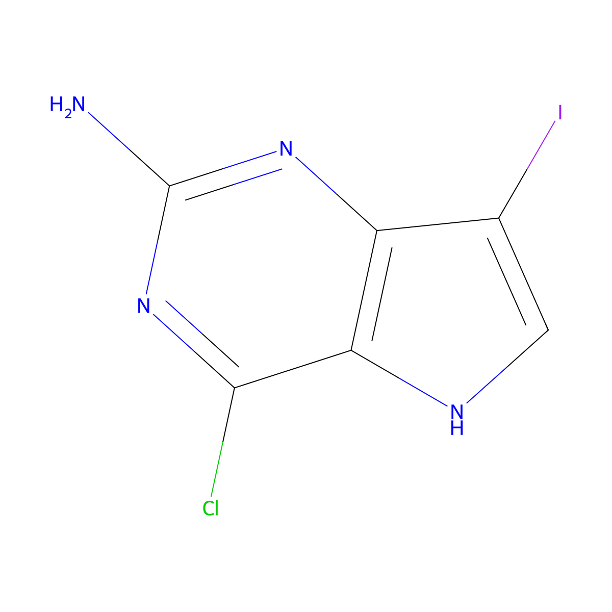 4-Chloro-7-iodo-5H-pyrrolo[3,2-d]pyrimidin-2-amine molecular structure, CAS 1379322-22-1