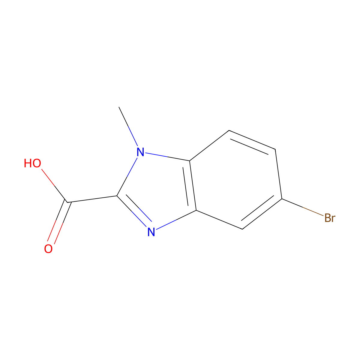 5-bromo-1-methyl-1H-1,3-benzodiazole-2-carboxylic acid molecular structure, CAS 1379324-38-5
