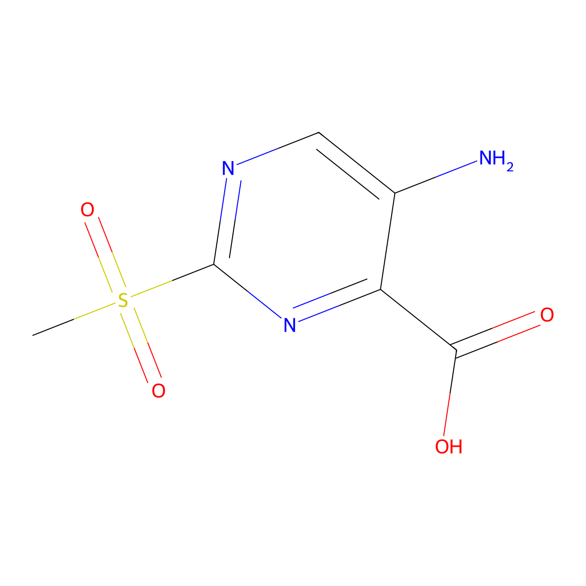 5-Amino-2-(methylsulfonyl)pyrimidine-4-carboxylic acid molecular structure, CAS 1379324-43-2