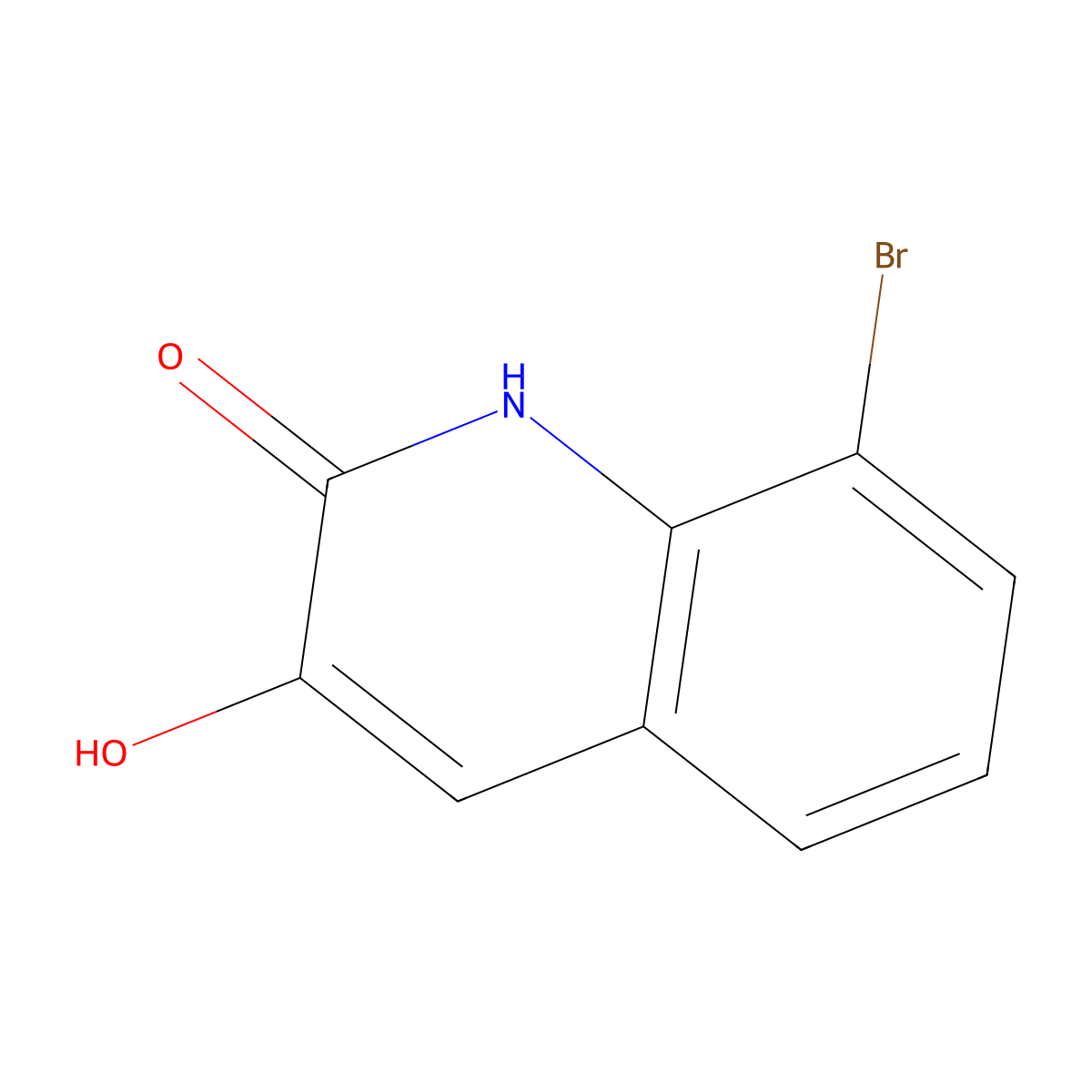 8-Bromo-3-hydroxyquinolin-2(1H)-one molecular structure, CAS 1379326-91-6