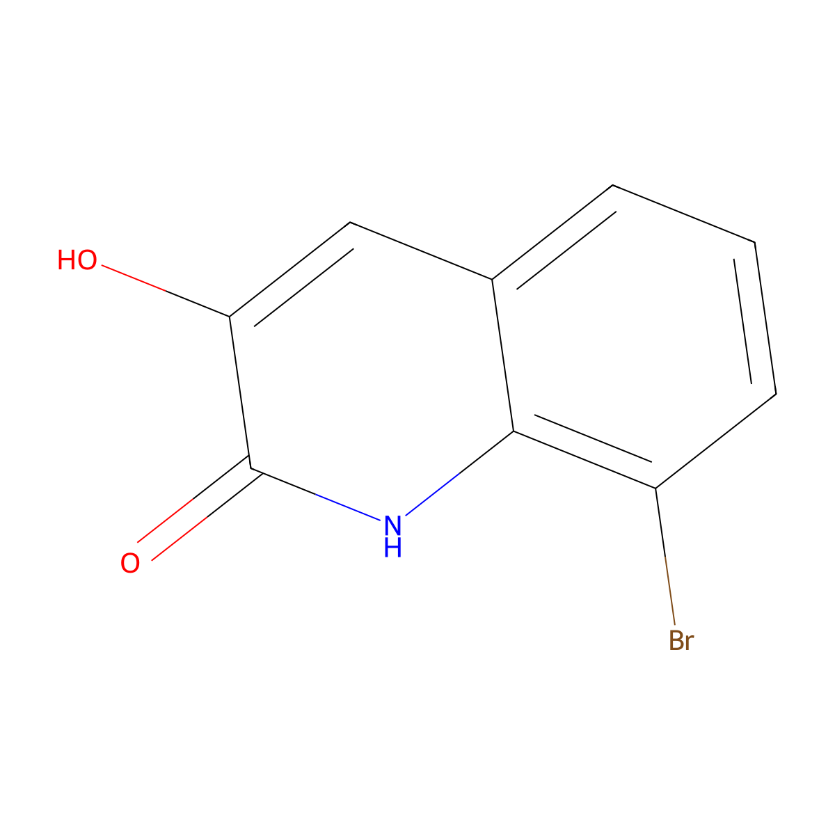 8-Bromo-3-hydroxyquinolin-2(1H)-one molecular structure, CAS 1379326-91-6