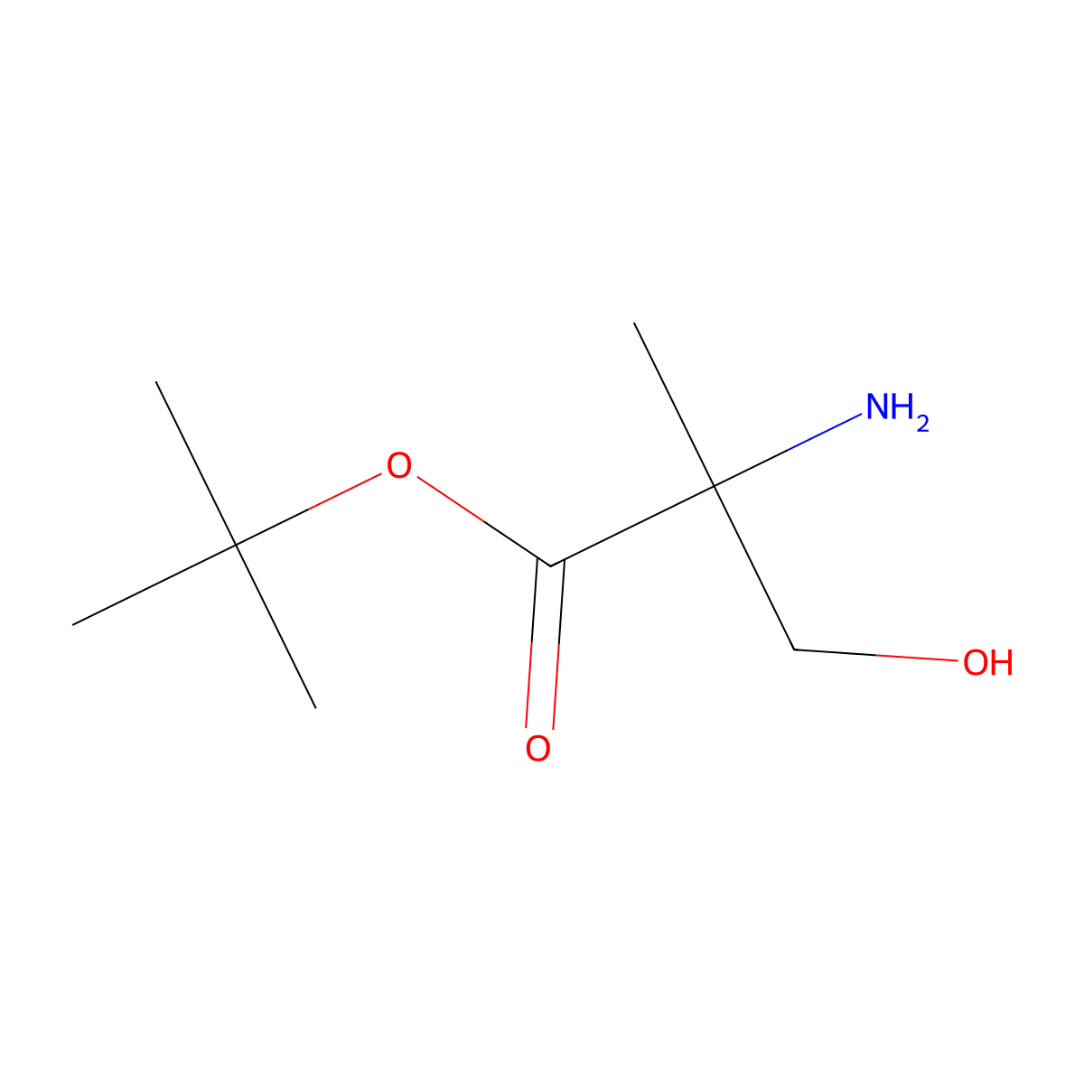 Tert-butyl 2-amino-3-hydroxy-2-methylpropanoate molecular structure, CAS 1379327-02-2