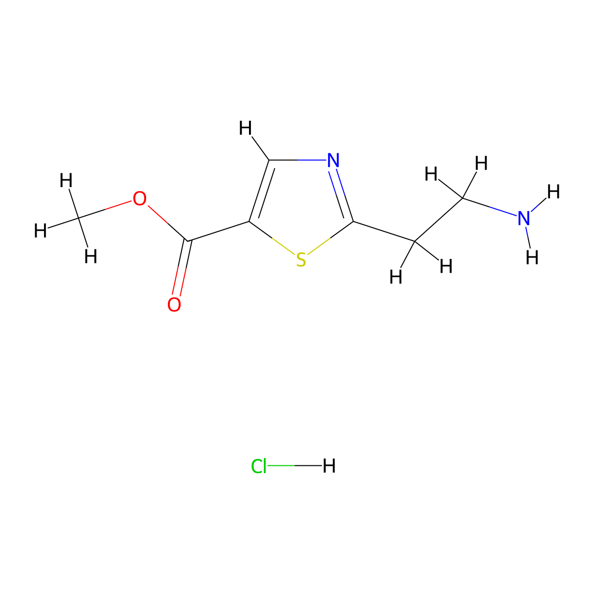 Methyl 2-(2-aminoethyl)-1,3-thiazole-5-carboxylate hydrochloride molecular structure, CAS 1379327-69-1