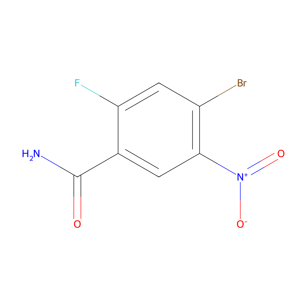 4-Bromo-2-fluoro-5-nitrobenzamide molecular structure, CAS 1379328-47-8