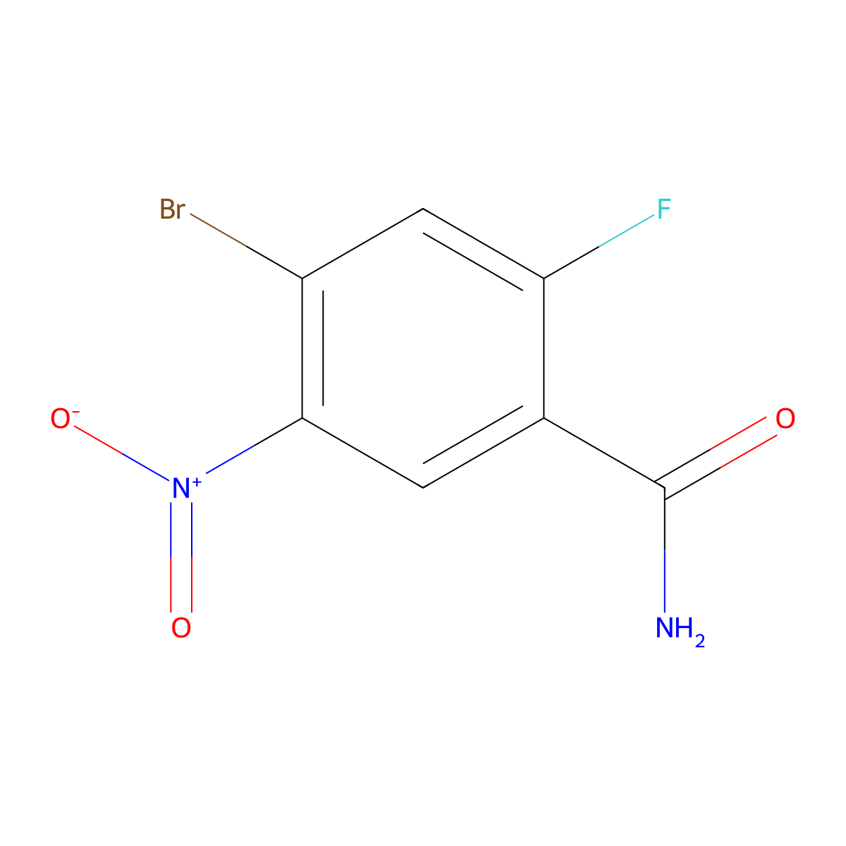 4-Bromo-2-fluoro-5-nitrobenzamide molecular structure, CAS 1379328-47-8