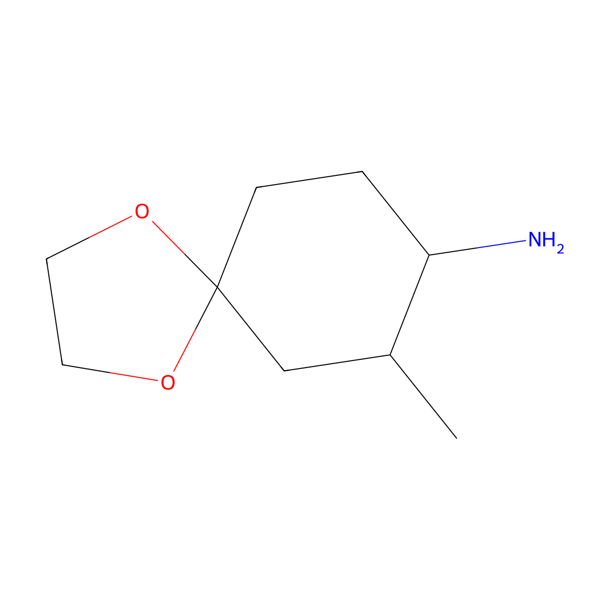 7-Methyl-1,4-dioxaspiro[4.5]decan-8-amine molecular structure, CAS 1379329-35-7
