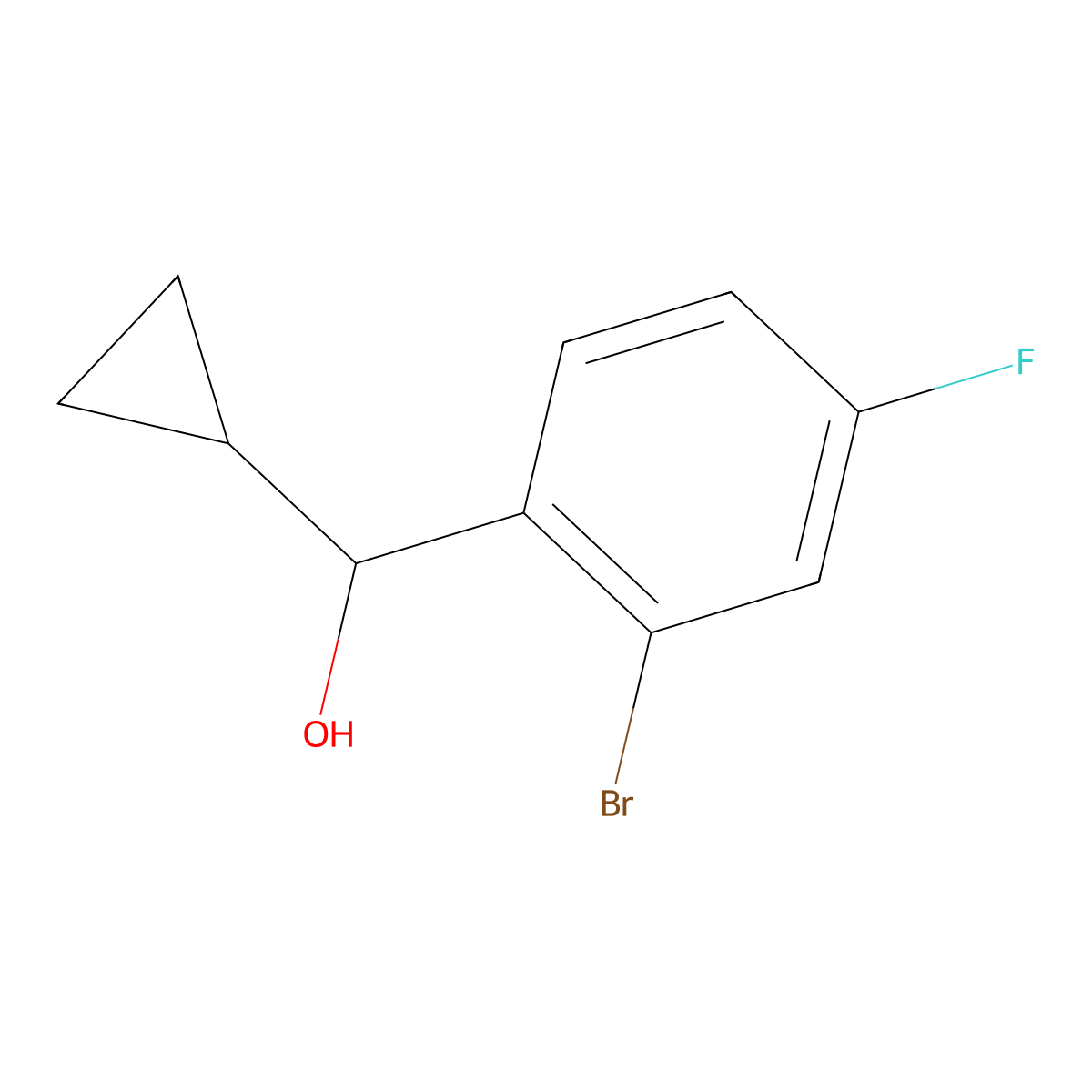 Cyclopropyl (2-bromo-4-fluorophenyl)methanol molecular structure, CAS 1379329-80-2