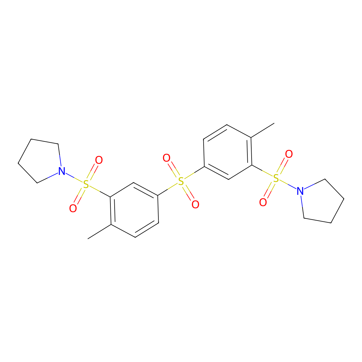 1-[2-Methyl-5-(4-methyl-3-pyrrolidin-1-ylsulfonylphenyl)sulfonylphenyl]sulfonylpyrrolidine molecular structure, CAS 1379330-05-8