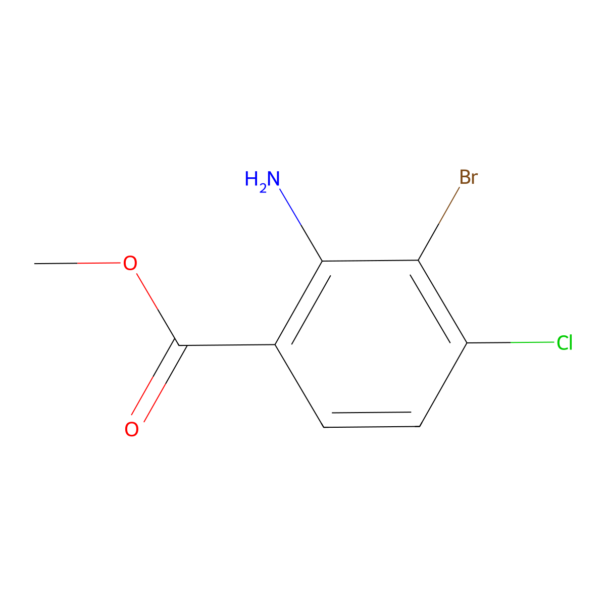 Methyl 2-amino-3-bromo-4-chlorobenzoate molecular structure, CAS 1379330-15-0