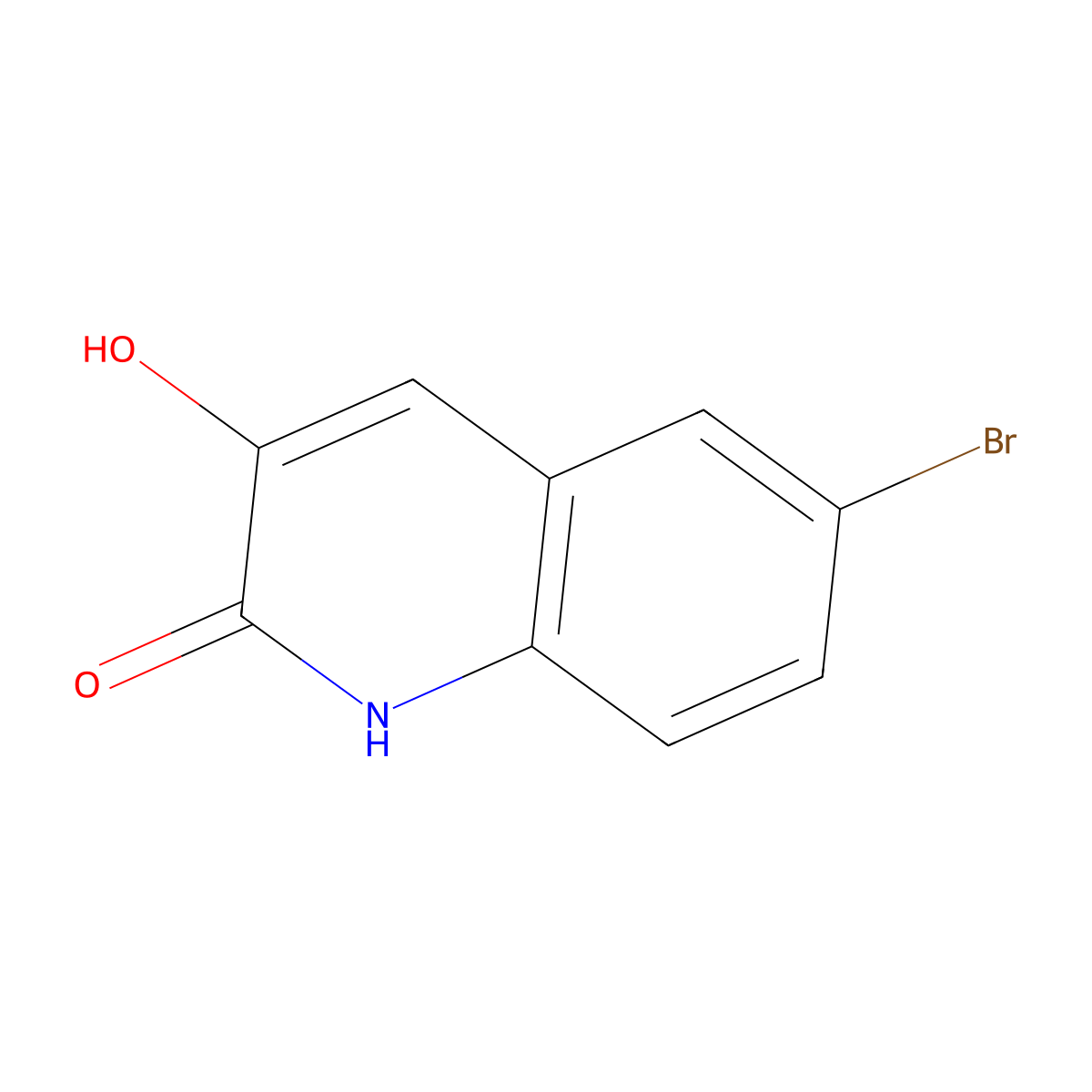 6-Bromo-3-hydroxyquinolin-2(1H)-one molecular structure, CAS 1379330-67-2