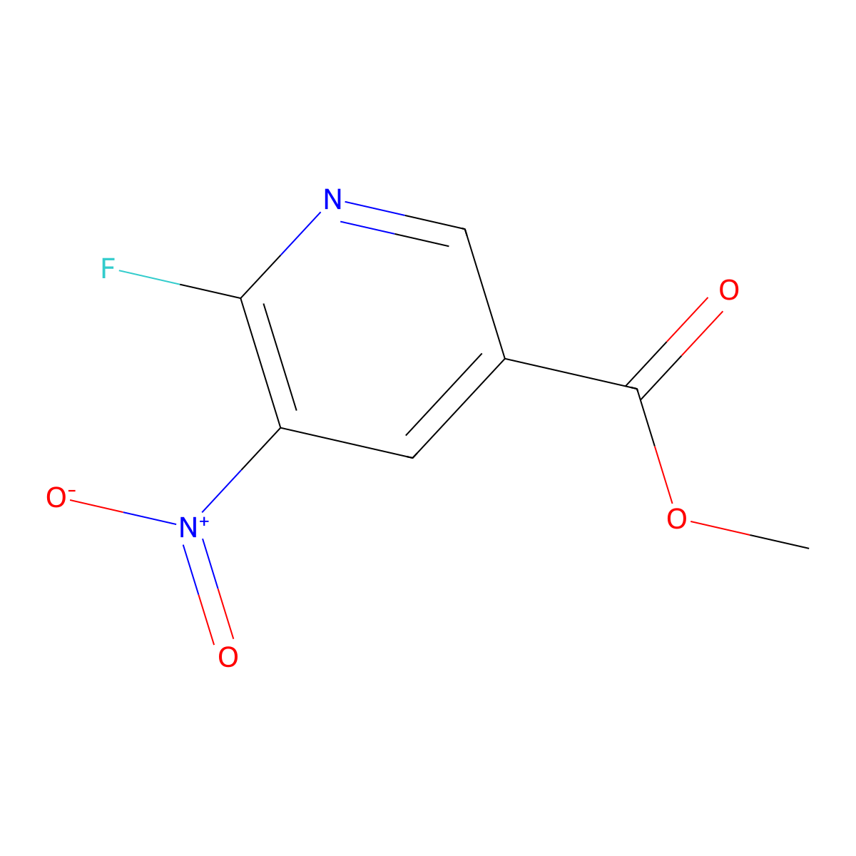 Methyl 6-fluoro-5-nitropyridine-3-carboxylate molecular structure, CAS 1379331-55-1