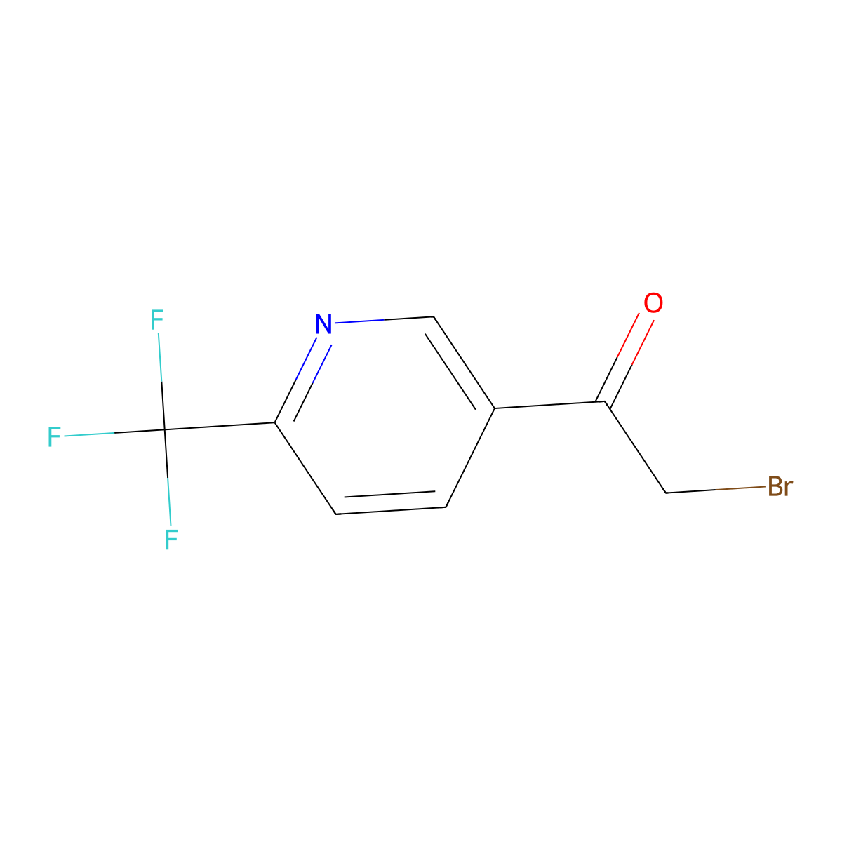 2-Bromo-1-[6-(trifluoromethyl)pyridin-3-yl]ethan-1-one molecular structure, CAS 1379332-23-6