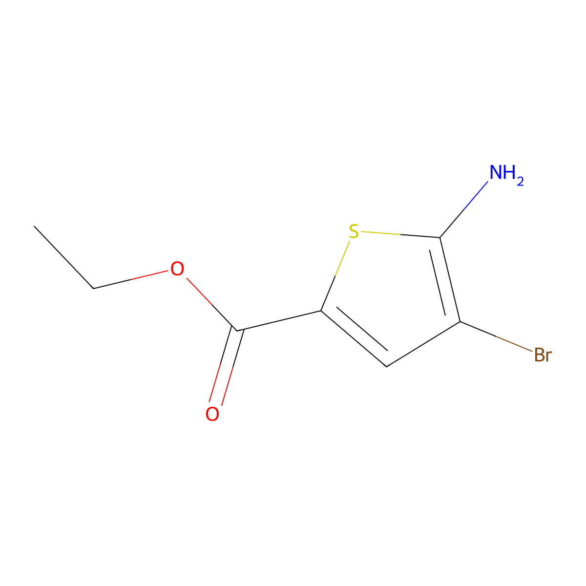 Ethyl 5-amino-4-bromothiophene-2-carboxylate molecular structure, CAS 1379332-51-0