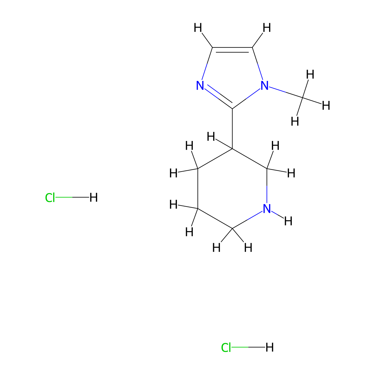 3-(1-methyl-1H-imidazol-2-yl)piperidine dihydrochloride molecular structure, CAS 1379333-67-1