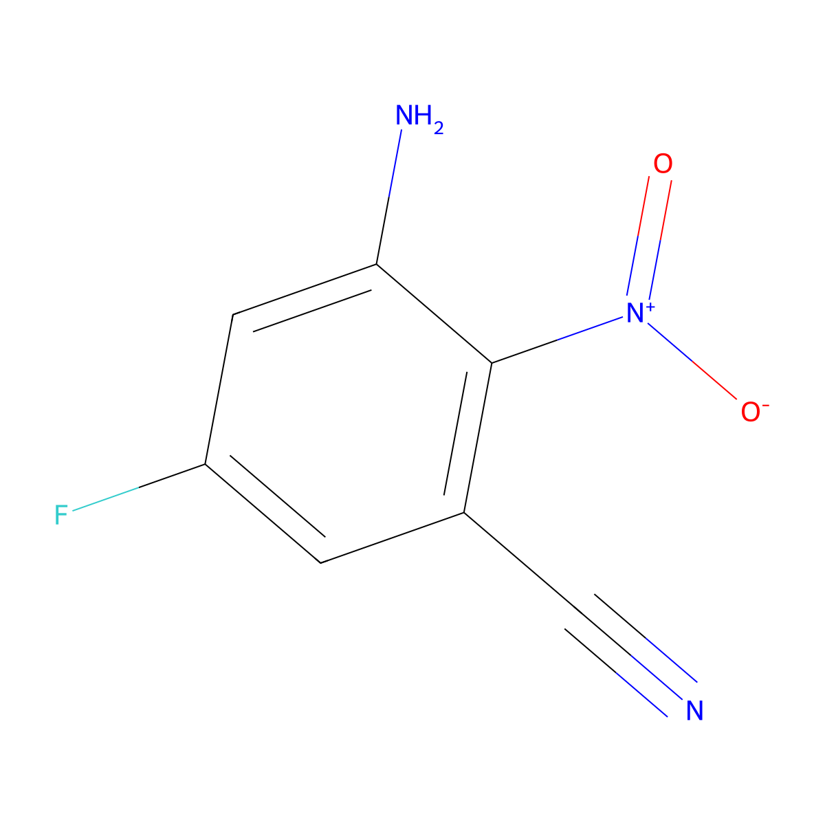3-Amino-5-fluoro-2-nitrobenzonitrile molecular structure, CAS 1379335-00-8