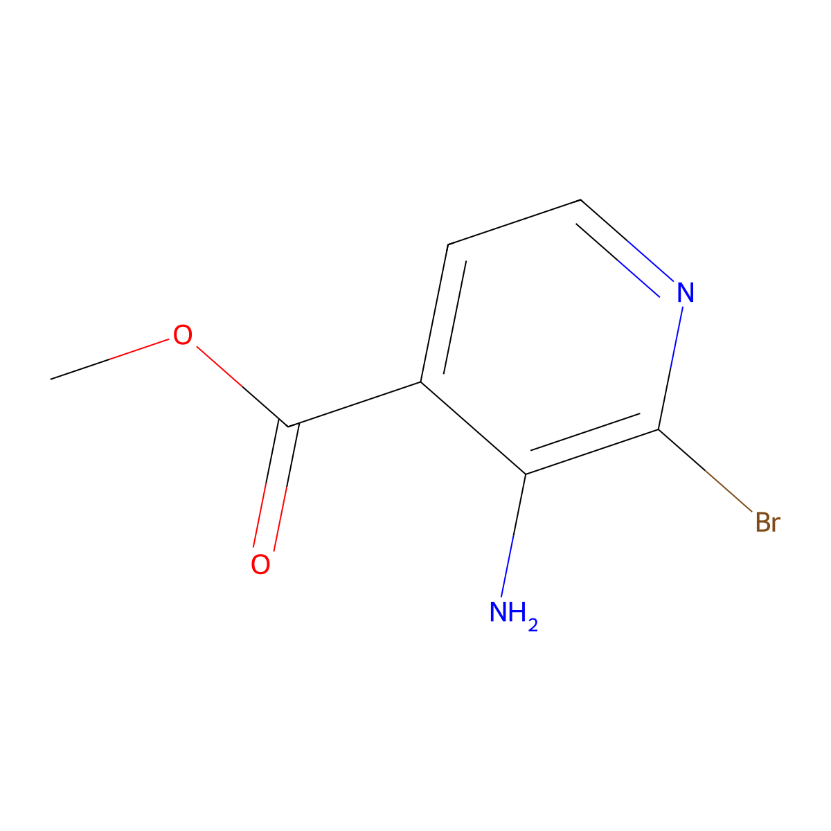 Methyl 3-amino-2-bromopyridine-4-carboxylate molecular structure, CAS 1379335-16-6