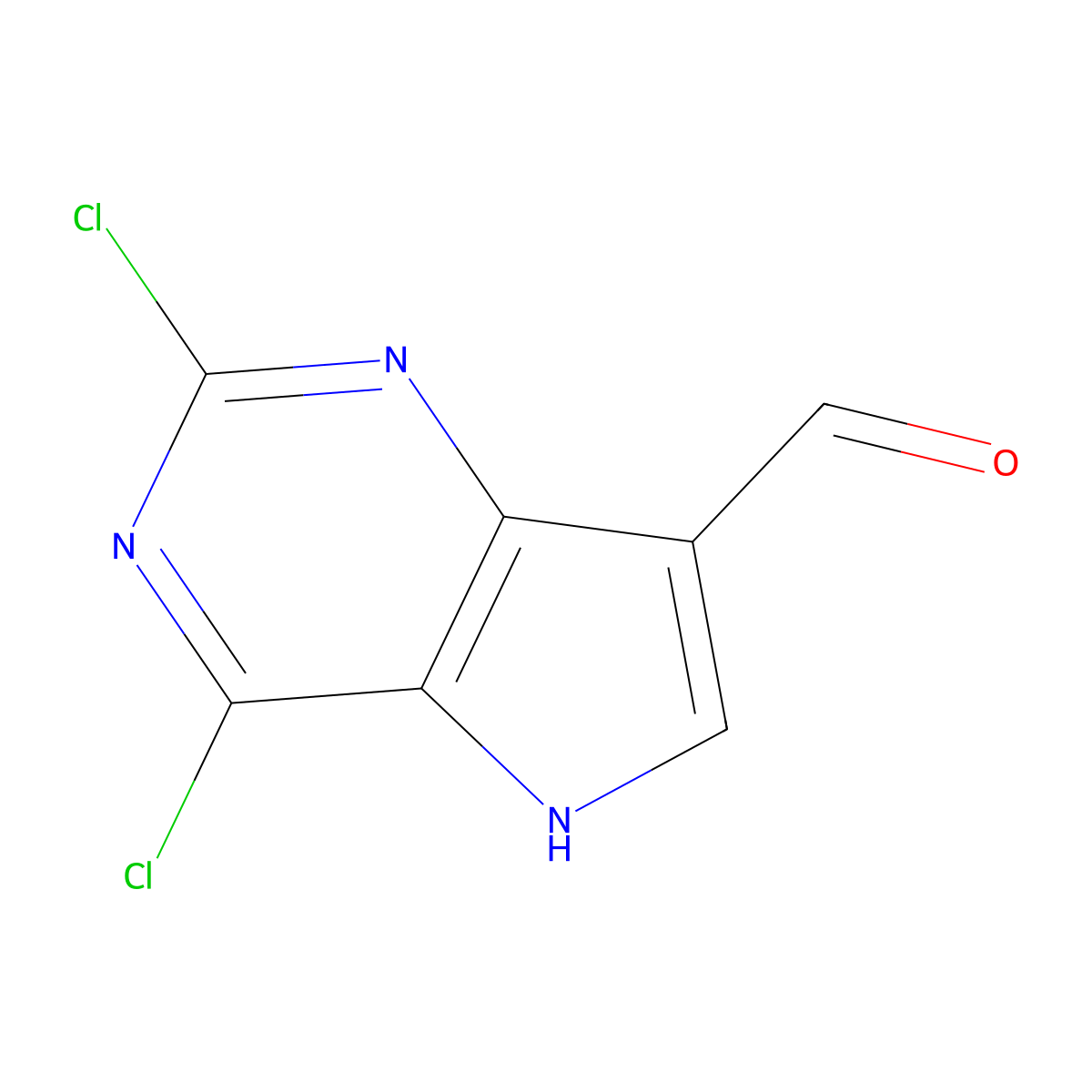 2,4-dichloro-5H-pyrrolo[3,2-d]pyrimidine-7-carbaldehyde molecular structure, CAS 1379336-60-3