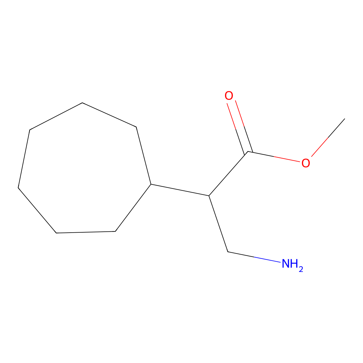 Methyl 3-amino-2-cycloheptylpropanoate molecular structure, CAS 1379336-67-0