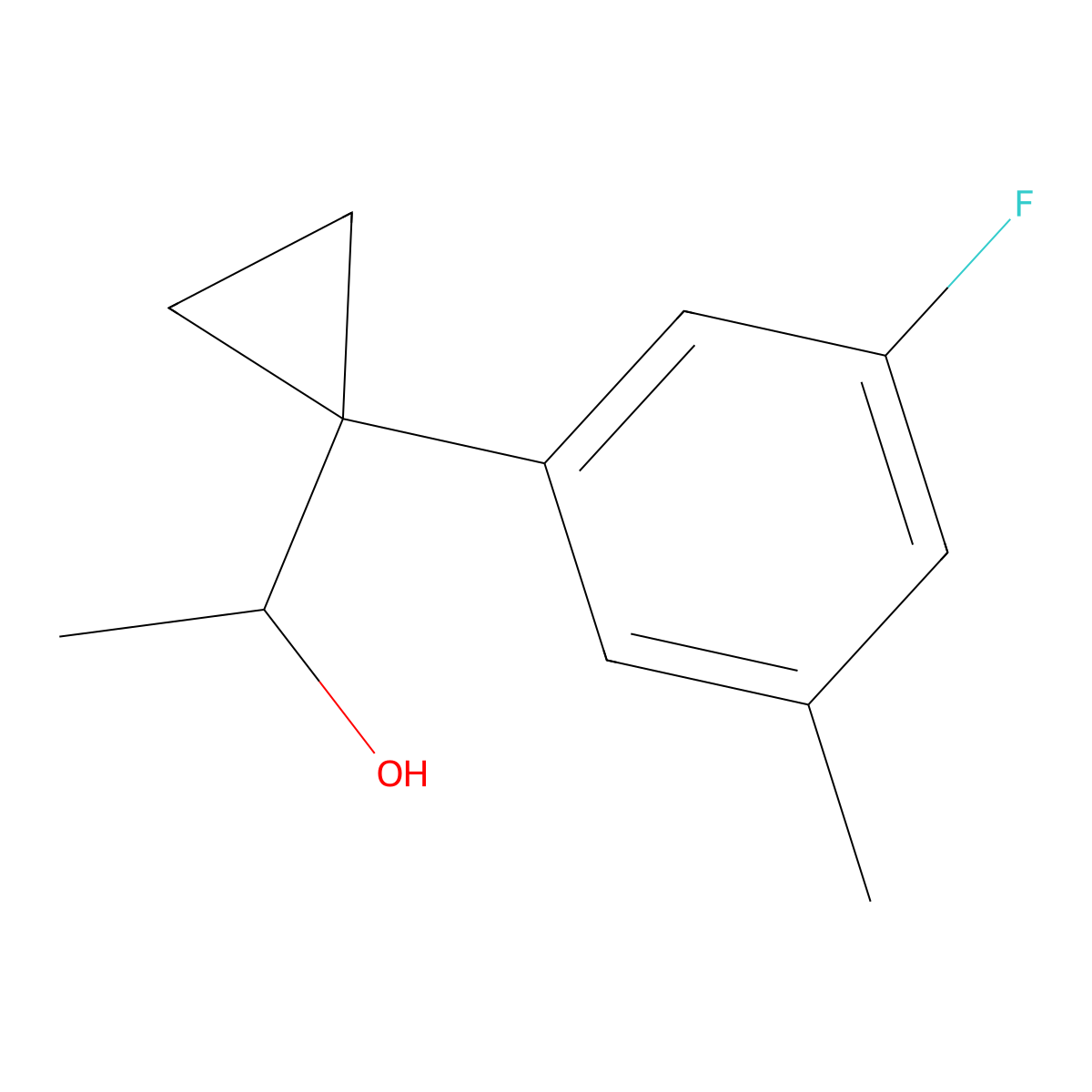 1-[1-(3-Fluoro-5-methylphenyl)cyclopropyl]ethan-1-ol molecular structure, CAS 1379337-70-8