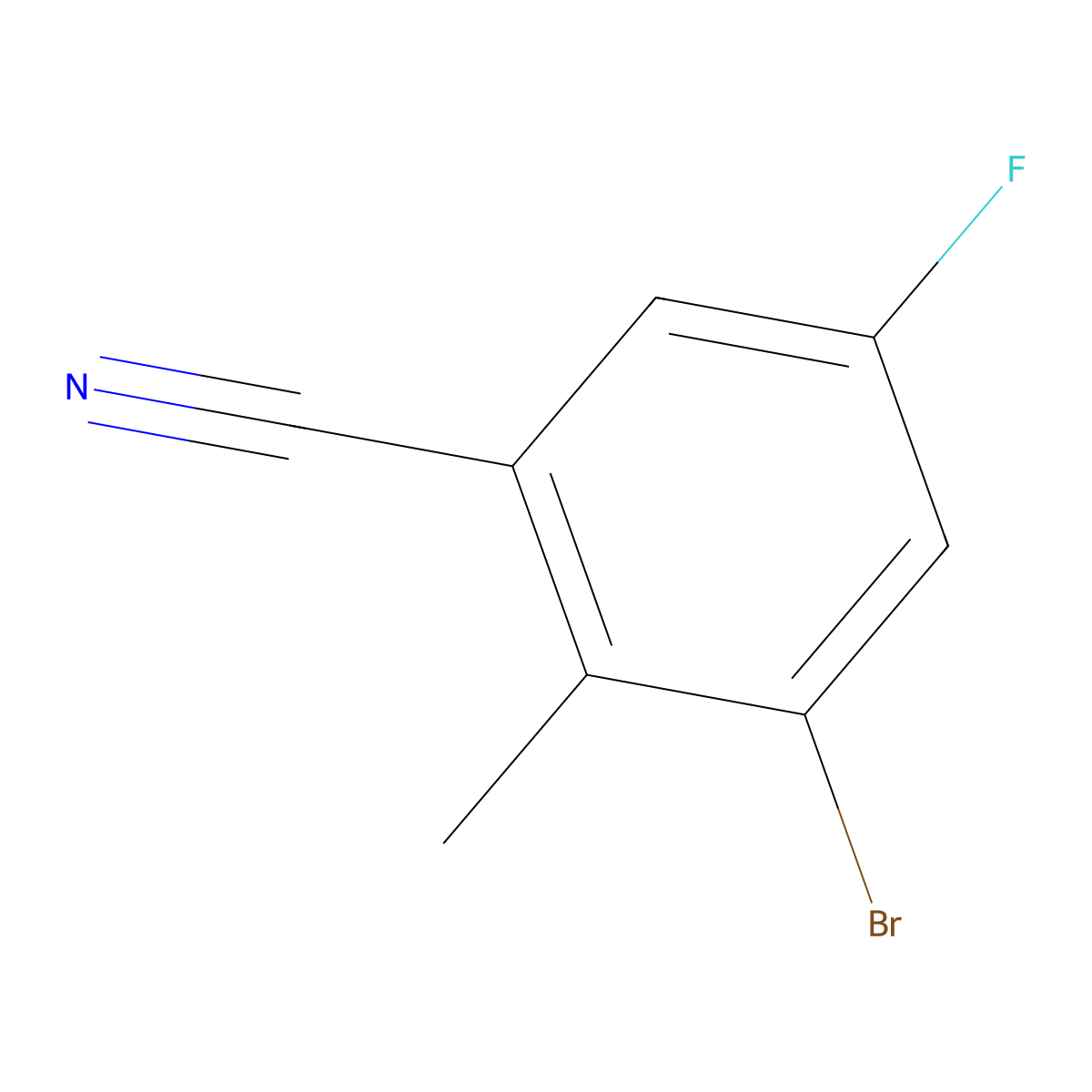 3-Bromo-5-fluoro-2-methylbenzonitrile molecular structure, CAS 1379338-20-1