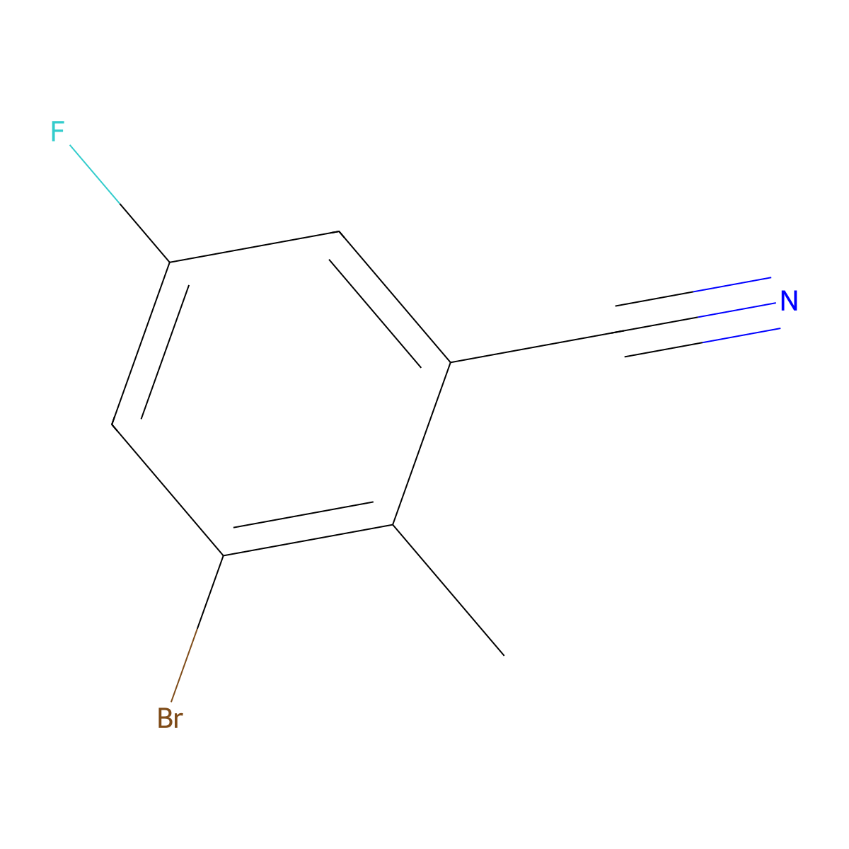 3-Bromo-5-fluoro-2-methylbenzonitrile molecular structure, CAS 1379338-20-1