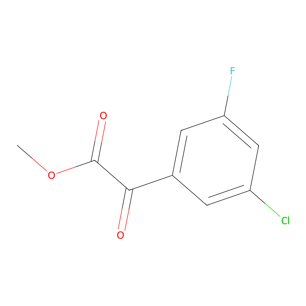 Methyl 3-chloro-5-fluorobenzoylformate molecular structure, CAS 1379340-40-5