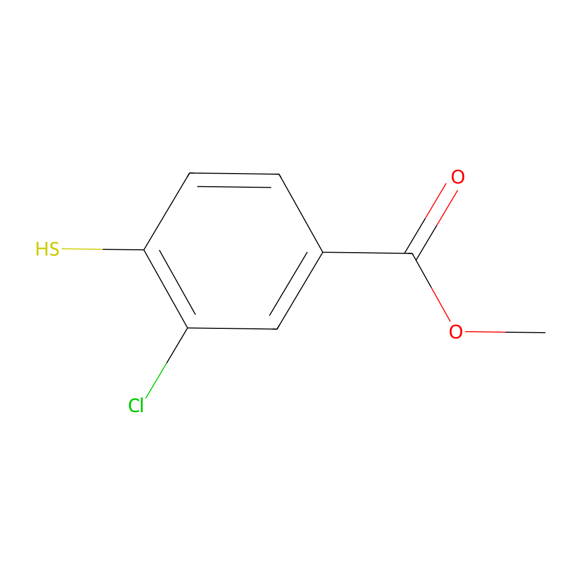 Methyl 3-chloro-4-sulfanylbenzoate molecular structure, CAS 1379340-95-0