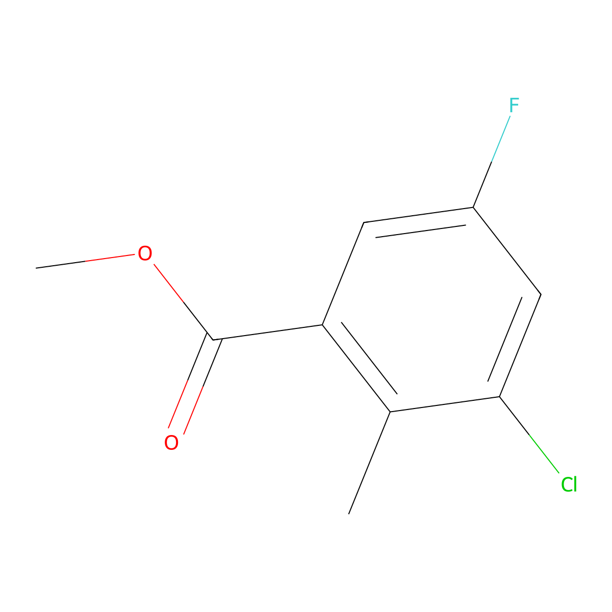 Methyl 3-chloro-5-fluoro-2-methylbenzoate molecular structure, CAS 1379341-19-1