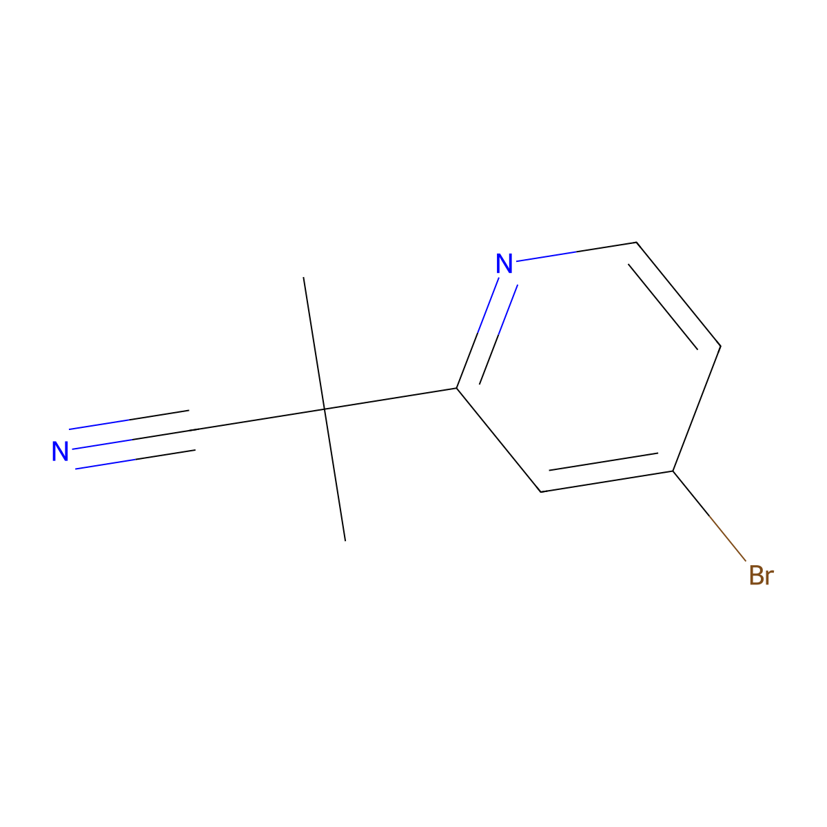 2-(4-Bromopyridin-2-yl)-2-methylpropanenitrile molecular structure, CAS 1379342-42-3