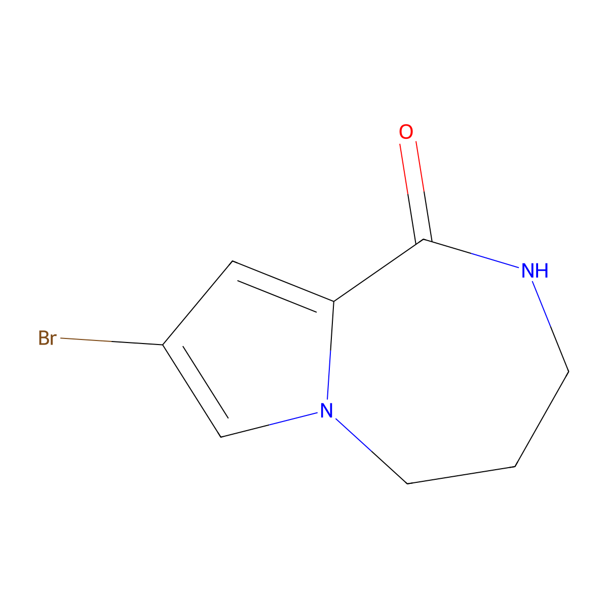 8-bromo-1H,2H,3H,4H,5H-pyrrolo(1,2-a)(1,4)diazepin-1-one molecular structure, CAS 1379343-79-9