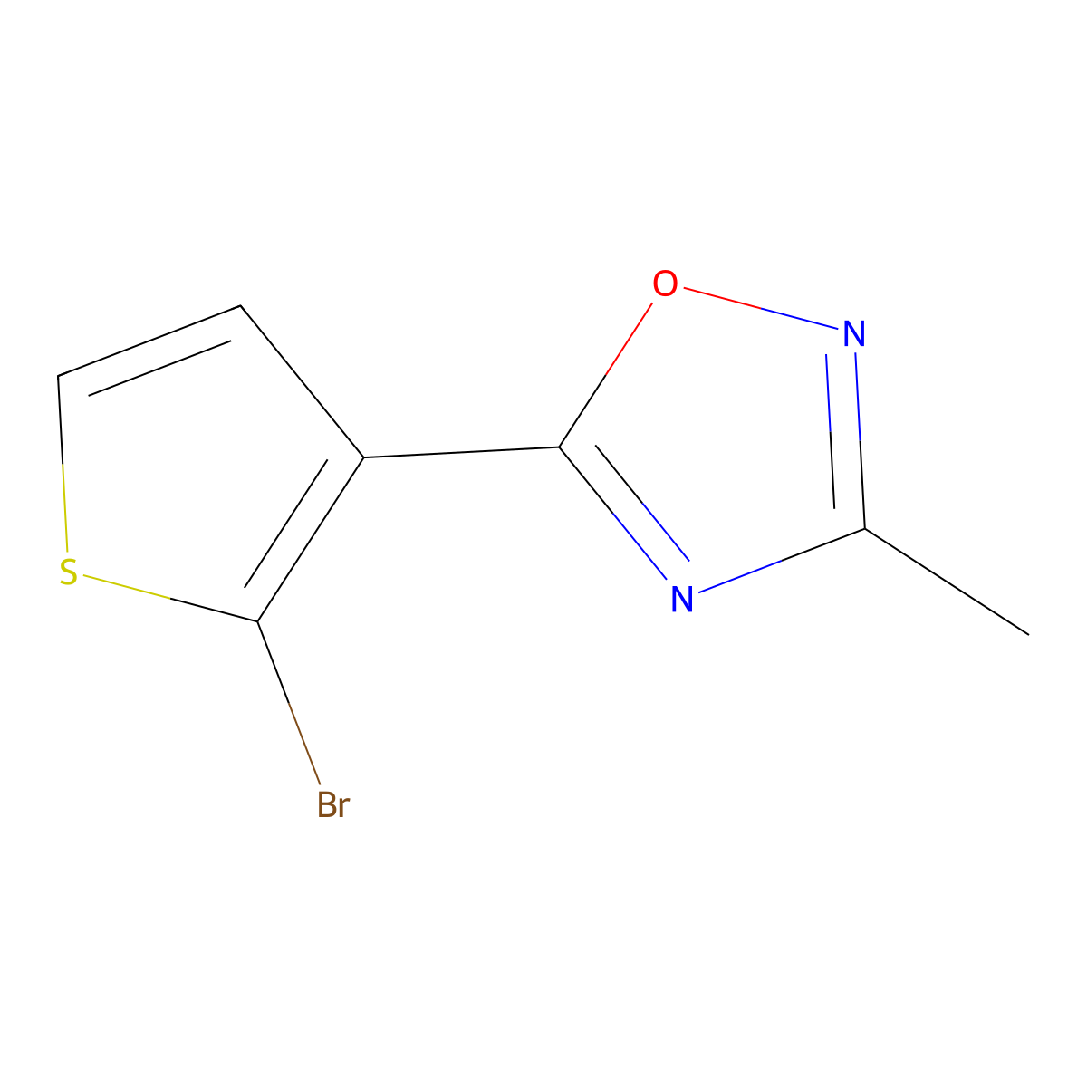 5-(2-Bromothiophen-3-yl)-3-methyl-1,2,4-oxadiazole molecular structure, CAS 1379344-42-9