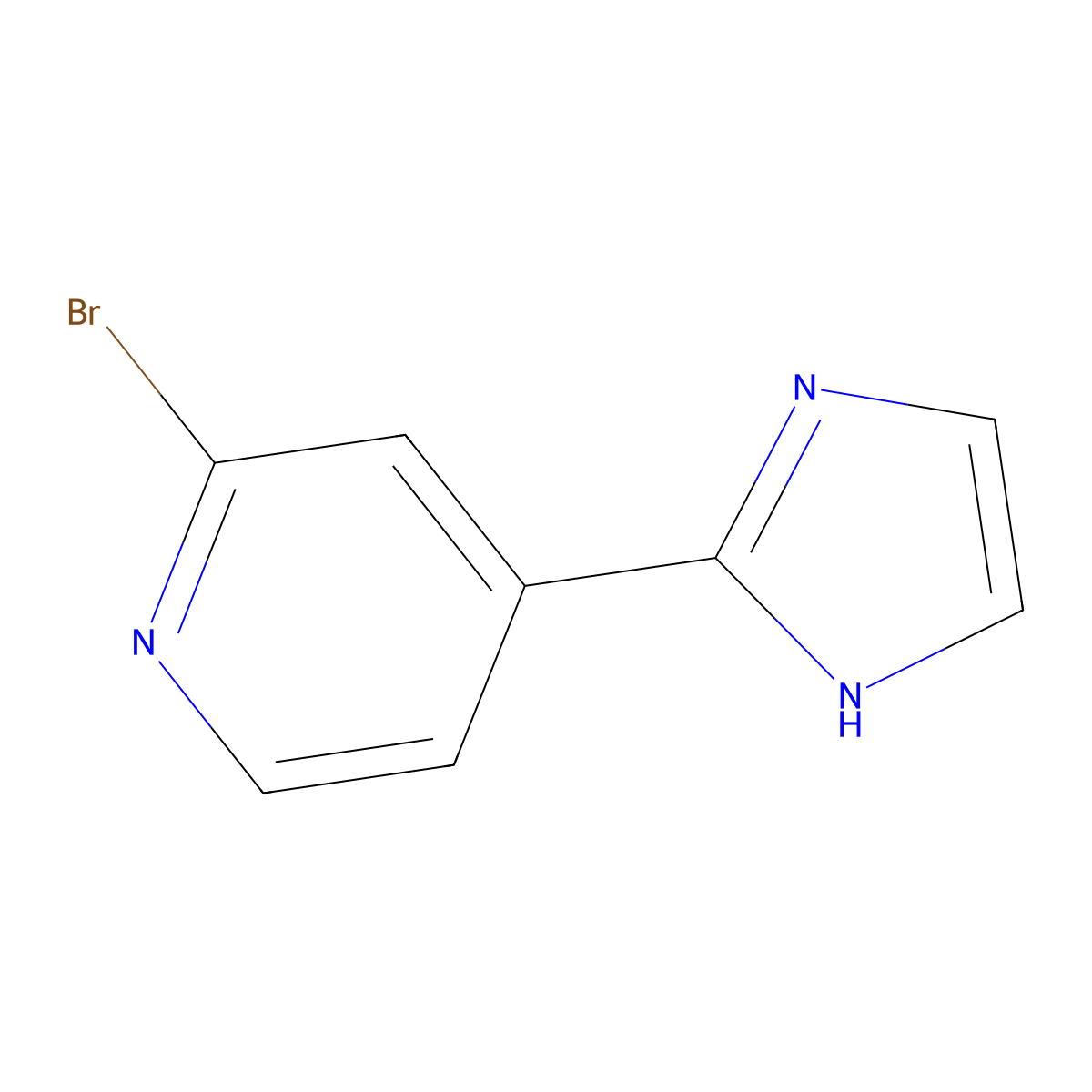 2-bromo-4-(1H-imidazol-2-yl)pyridine molecular structure, CAS 1379344-77-0