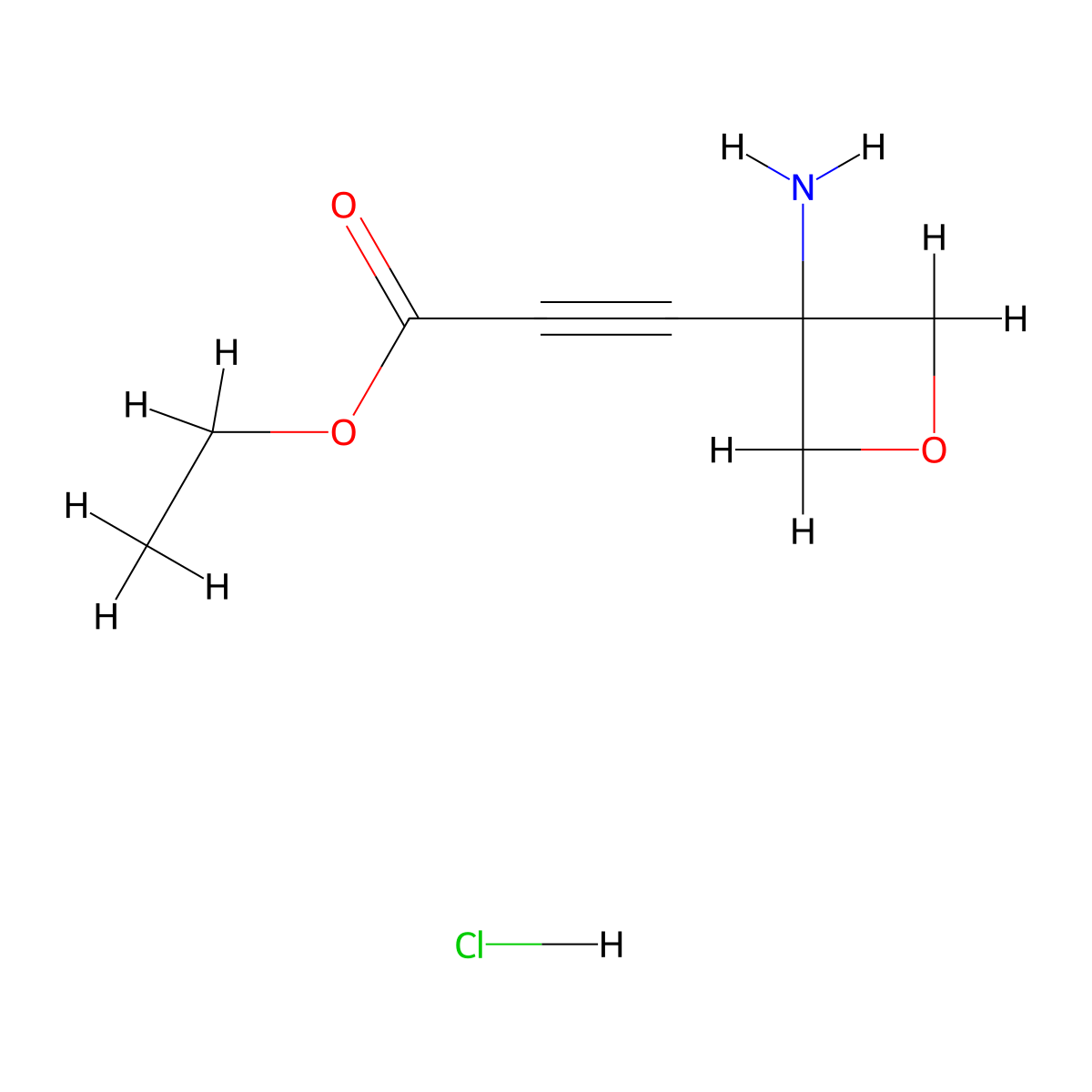 Ethyl 3-(3-aminooxetan-3-yl)propiolate hydrochloride molecular structure, CAS 1379345-04-6