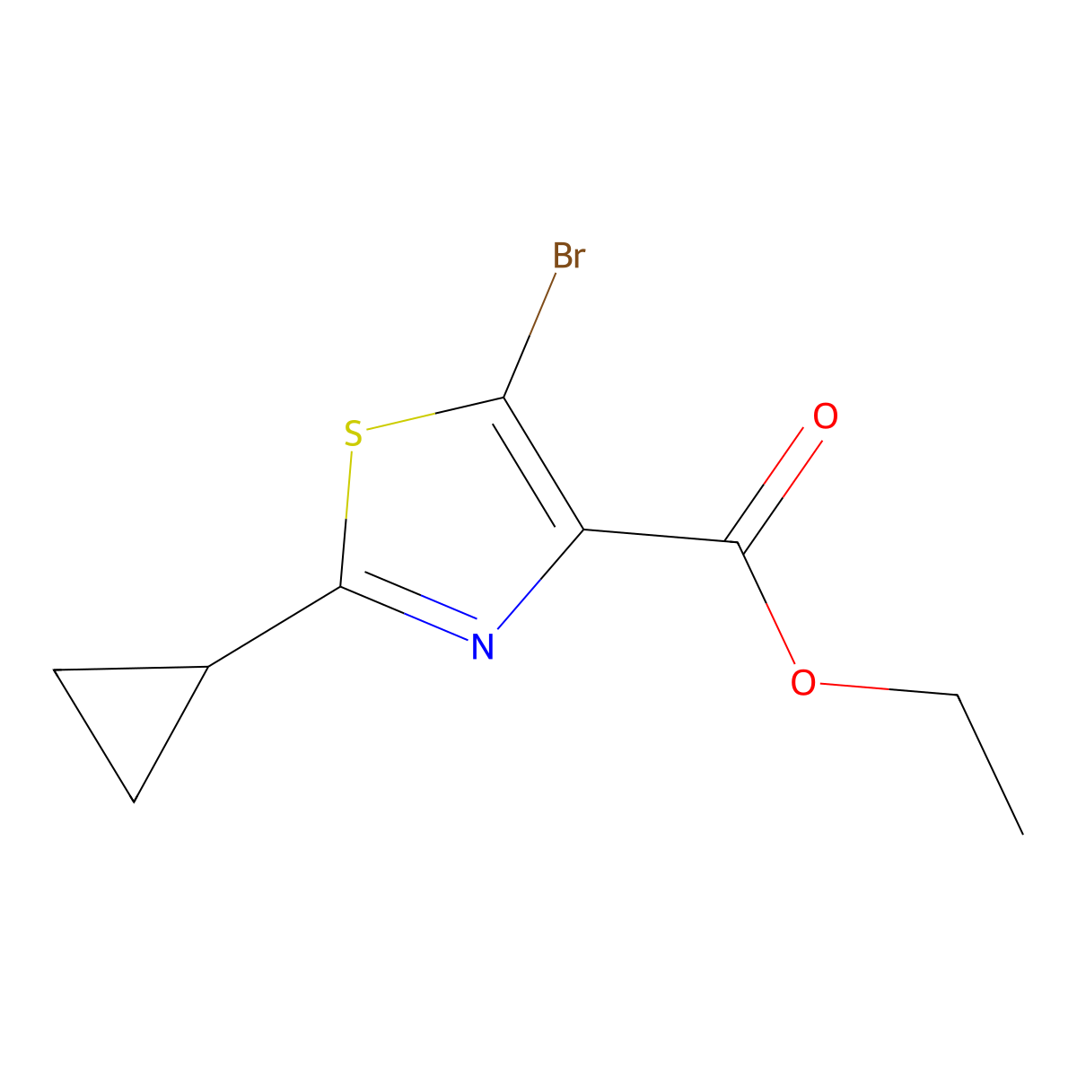 Ethyl 5-bromo-2-cyclopropyl-1,3-thiazole-4-carboxylate molecular structure, CAS 1379345-32-0