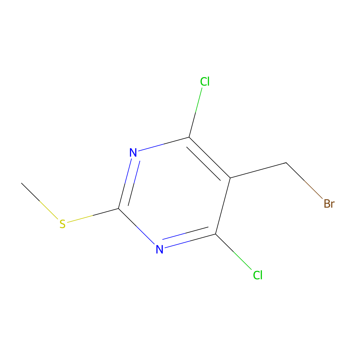 5-(Bromomethyl)-4,6-dichloro-2-(methylsulfanyl)pyrimidine molecular structure, CAS 1379347-14-4