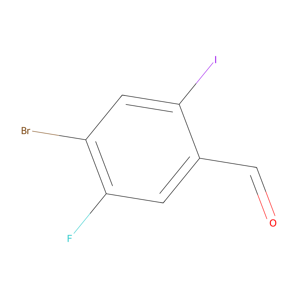 4-Bromo-5-fluoro-2-iodobenzaldehyde molecular structure, CAS 1379347-43-9