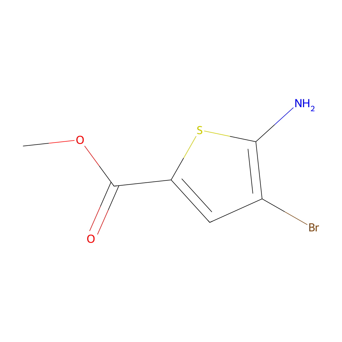 Methyl 5-amino-4-bromothiophene-2-carboxylate molecular structure, CAS 1379347-49-5