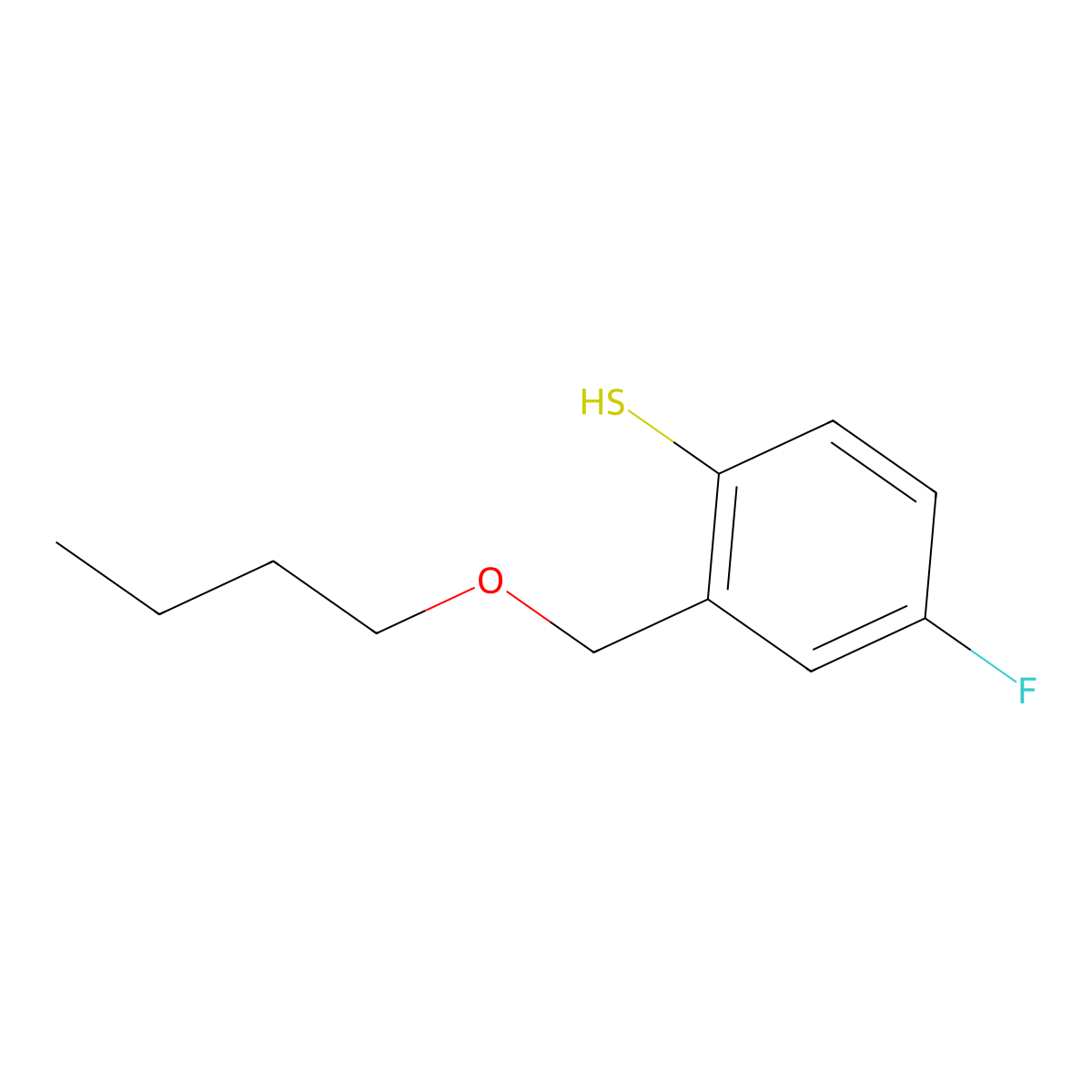 2-[(n-Butyloxy)methyl]-4-fluorothiophenol molecular structure, CAS 1379348-34-1