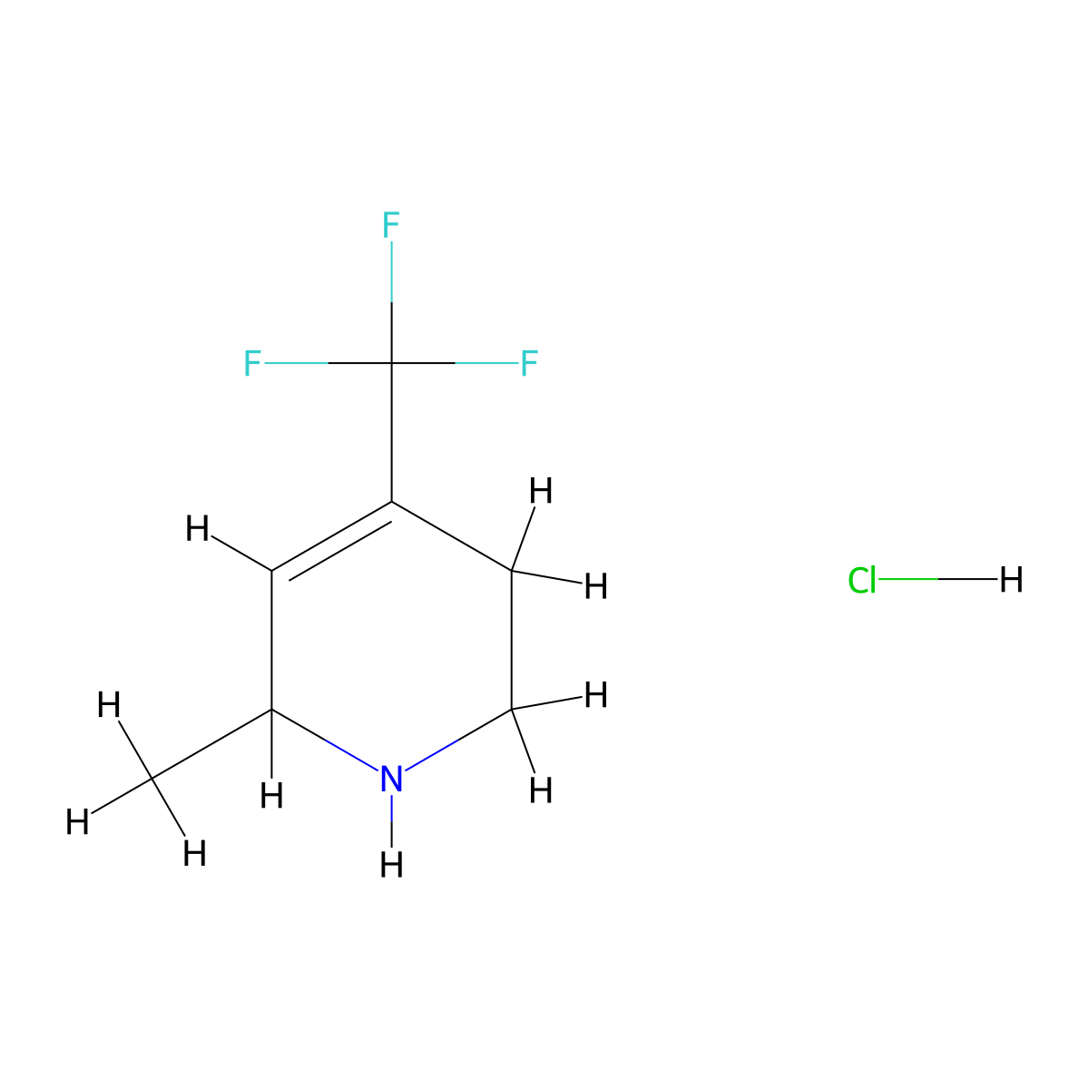6-methyl-4-(trifluoromethyl)-1,2,3,6-tetrahydropyridine Hydrochloride molecular structure, CAS 1379350-66-9