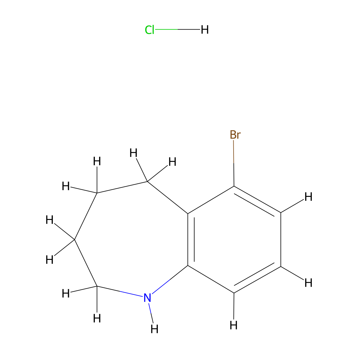 6-Bromo-2,3,4,5-tetrahydro-1H-benzo[b]azepine hydrochloride molecular structure, CAS 1379350-71-6