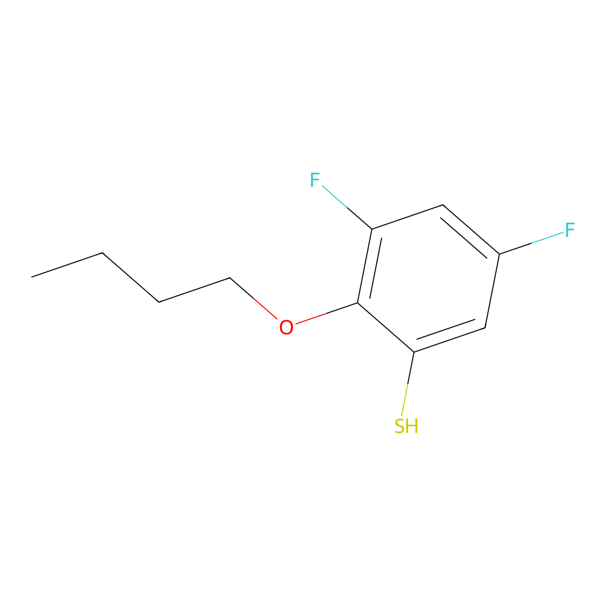 2-Butoxy-3,5-difluorobenzenethiol molecular structure, CAS 1379350-99-8